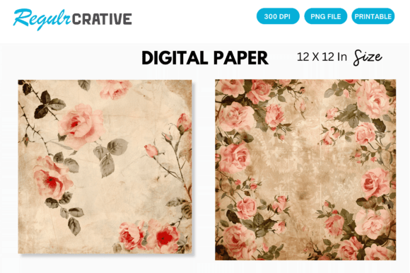 Download Shabby Chic Vintage Birds Digital Paper - Premium Resources