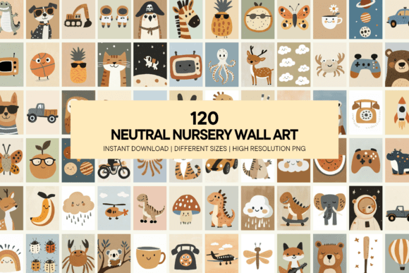 Download Neutral Kids Wall Art Nursery Printable - Print Collection