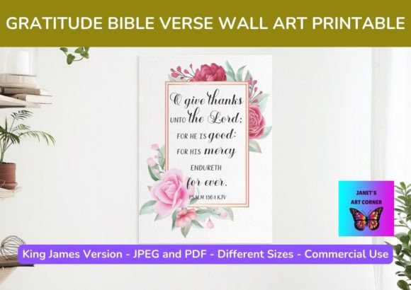Download Gratitude Bible Verse Wall Art Printable - Print Collection