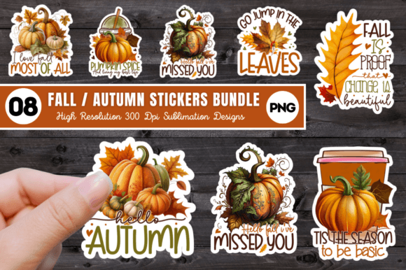 Download Fall Autumn Printable Stickers Bundle - Print Collection