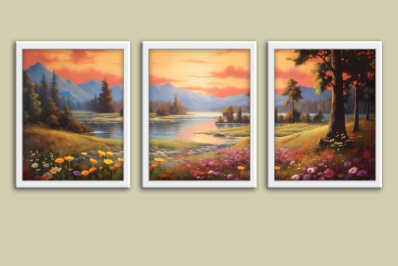 Download Sunset Landscape Printable Wall Art Set - Print Collection