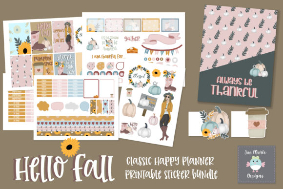 Download Hello Fall Printable Planner Stickers - Print Collection