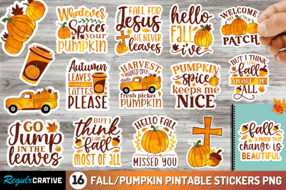 Download Fall Printable Stickers PNG Bundle - Print Collection