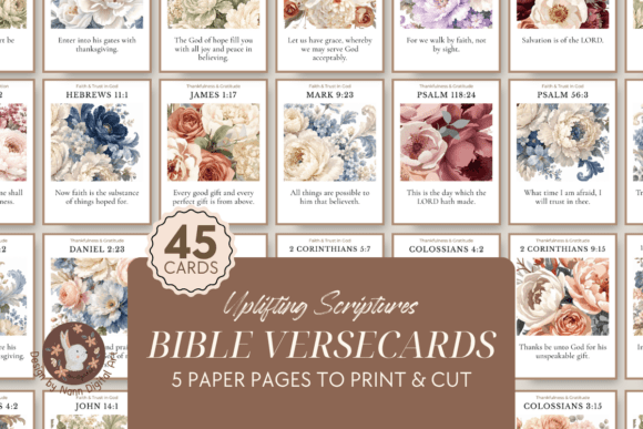 Download Printable Bible Verse Cards Set Florals - Print Collection
