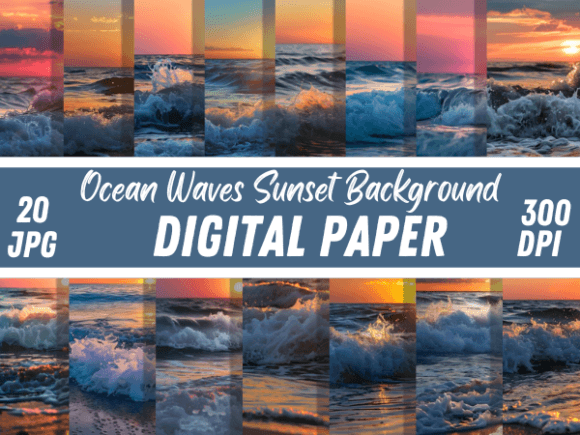 Download Ocean Waves Sunset Printable Backgrounds - Print Collection