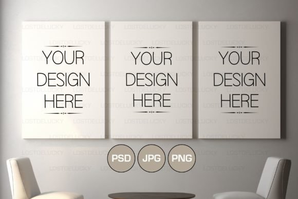 Download Art Print Mockup Canvas Set of 3 PSD - Print Collection