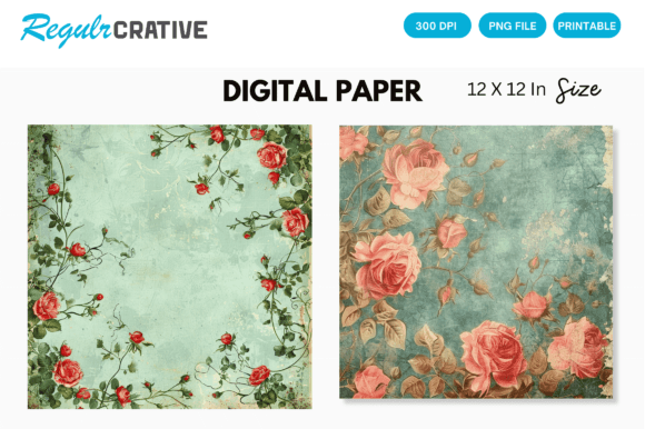 Download Shabby Chic Vintage Birds Digital Paper - Premium Resources